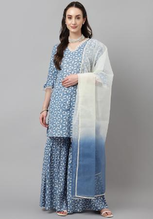 Picture of Cotton Dark Slate Blue Readymade Salwar Kameez