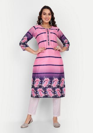 Picture of Rayon & Cotton & Silk Light Pink Kurtis And Tunic