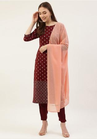 Picture of Classy Crepe Saddle Brown Readymade Salwar Kameez