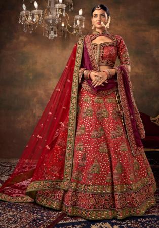 Picture of Exquisite Silk Dark Red Lehenga Choli