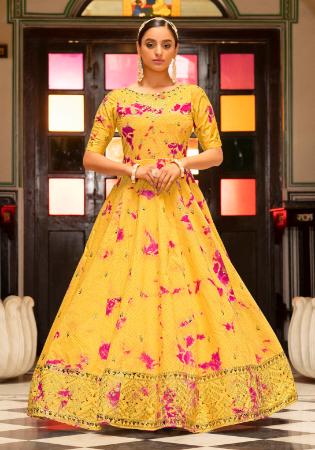 Picture of Magnificent Cotton Golden Party Wear Gown