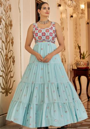 Picture of Shapely Georgette Light Steel Blue Party Wear Gown