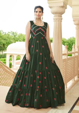 Picture of Graceful Georgette Sea Green Party Wear Gown