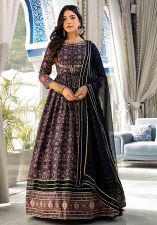 Picture of Graceful Silk Black Readymade Gown