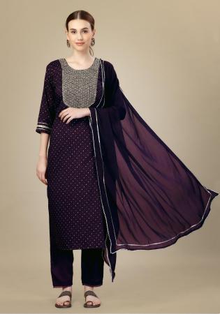 Picture of Graceful Silk Dark Magenta Readymade Salwar Kameez