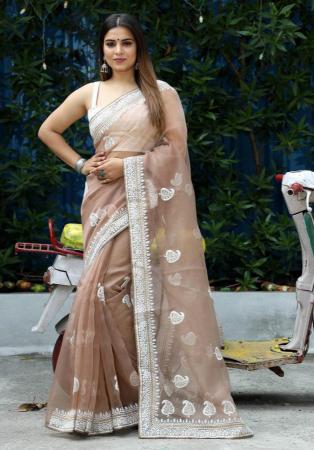 Picture of Bewitching Organza Rosy Brown Saree