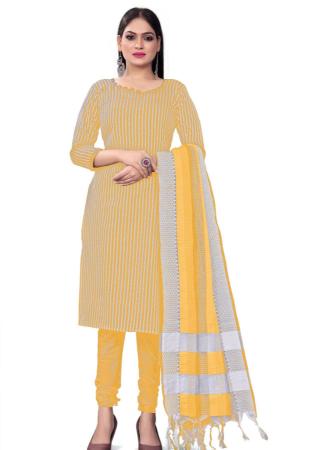 Picture of Elegant Cotton Yellow Straight Cut Salwar Kameez