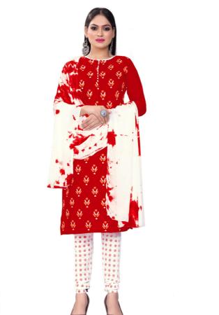 Picture of Enticing Cotton Dark Red Straight Cut Salwar Kameez
