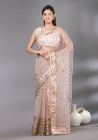 Picture of Enticing Georgette & Net Rosy Brown Saree