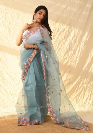 Picture of Radiant Organza Light Slate Grey Saree
