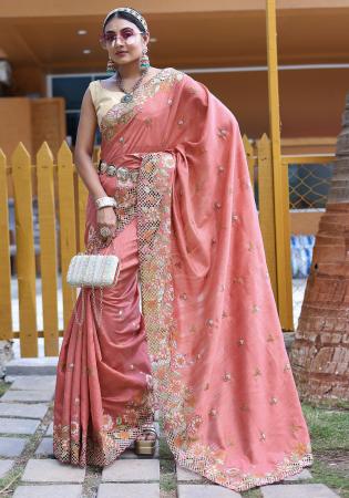 Picture of Fine Silk Pale Violet Red Saree