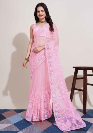 Picture of Graceful Net Pale Violet Red Saree