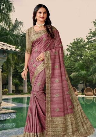 Picture of Shapely Silk Rosy Brown Saree