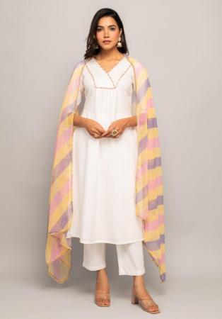 Picture of Gorgeous Cotton White Readymade Salwar Kameez