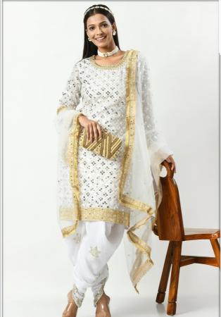 Picture of Graceful Georgette White Straight Cut Salwar Kameez