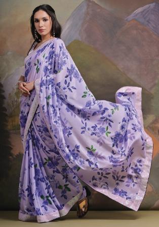 Picture of Appealing Chiffon Light Steel Blue Saree