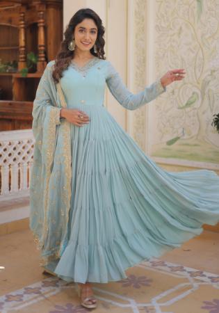 Picture of Radiant Georgette Light Slate Grey Readymade Gown