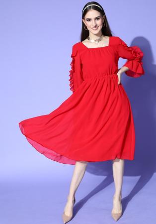 Picture of Excellent Georgette Dark Red Kurtis & Tunic