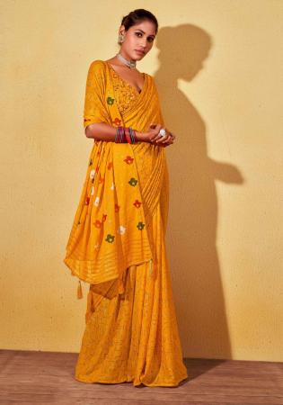 Picture of Sublime Georgette Golden Rod Saree