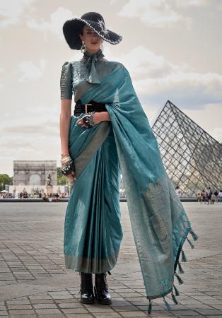 Picture of Shapely Satin & Silk Cadet Blue Saree