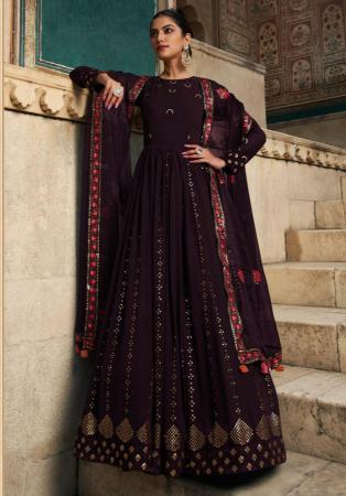 Picture of Graceful Georgette Dark Magenta Party Wear Gown