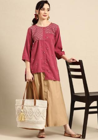 Picture of Resplendent Rayon Light Coral Kurtis & Tunic