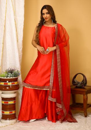 Picture of Pleasing Silk Red Readymade Salwar Kameez