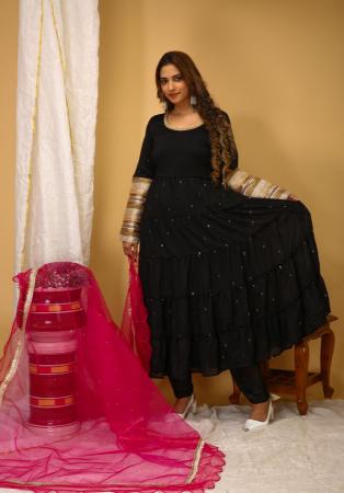 Picture of Ravishing Silk Black Readymade Salwar Kameez
