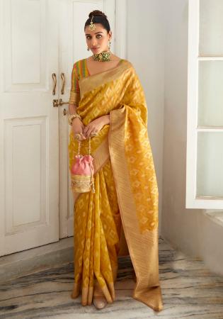 Picture of Comely Silk & Organza Chocolate Saree