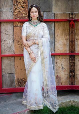 Picture of Exquisite Silk Off White Saree