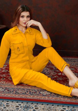 Picture of Stunning Cotton Yellow Kurtis & Tunic
