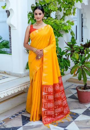Picture of Good Looking Silk Yellow Saree