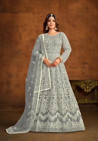 Picture of Shapely Net Grey Party Wear Gown
