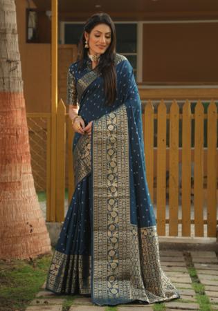 Picture of Ravishing Silk Navy Blue Saree