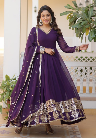 Picture of Nice Georgette Dark Slate Blue Readymade Gown