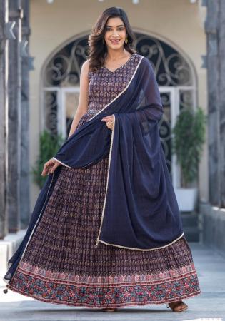 Picture of Fine Silk Dark Slate Grey Readymade Gown