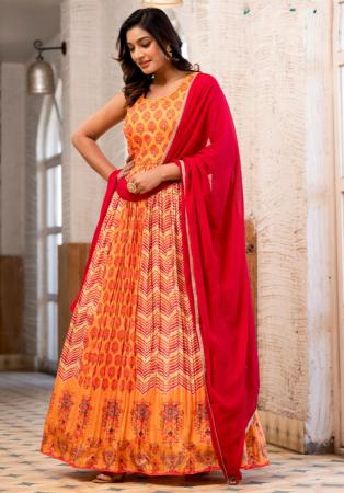 Picture of Graceful Silk Indian Red Readymade Gown