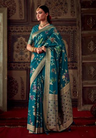 Picture of Statuesque Crepe & Silk Teal Saree