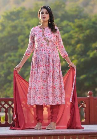 Picture of Stunning Silk Rosy Brown Readymade Salwar Kameez
