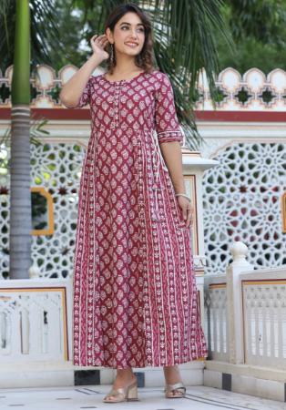 Picture of Enticing Cotton Indian Red Readymade Gown