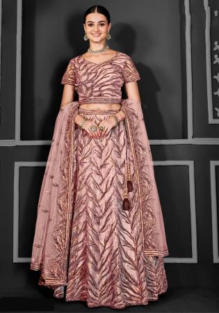 Picture of Magnificent Net Rosy Brown Lehenga Choli