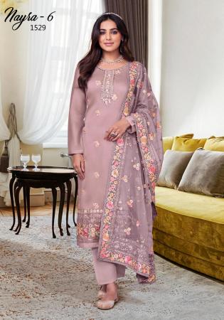 Picture of Gorgeous Silk Rosy Brown Straight Cut Salwar Kameez