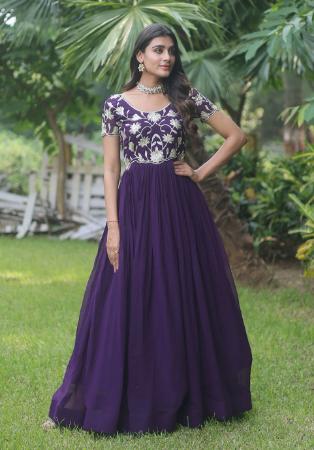 Picture of Well Formed Georgette Purple Readymade Gown