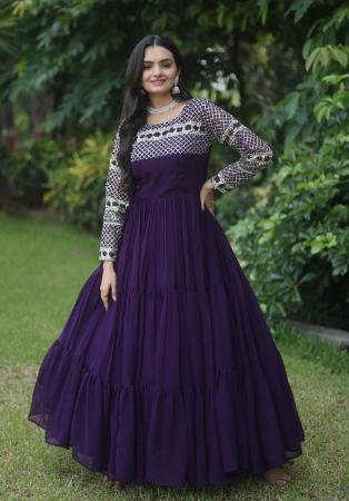 Picture of Admirable Georgette Purple Readymade Gown