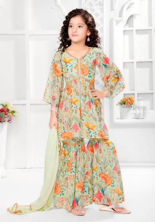Picture of Gorgeous Georgette Off White Kids Salwar Kameez