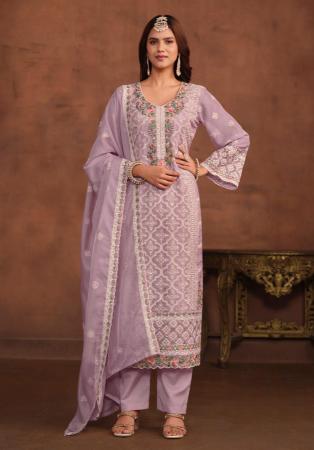 Picture of Classy Organza Violet Straight Cut Salwar Kameez