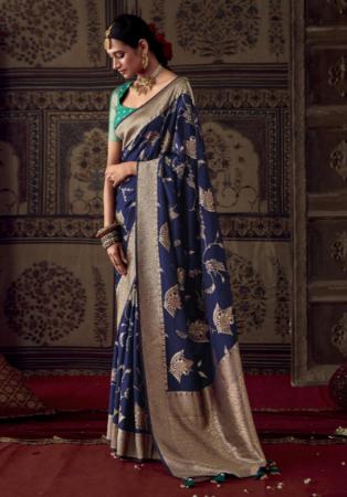 Picture of Marvelous Silk Navy Blue Saree