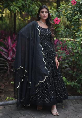 Picture of Comely Georgette Black Readymade Gown