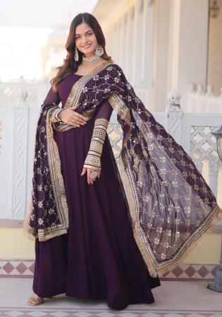 Picture of Exquisite Georgette Dark Slate Grey Readymade Gown
