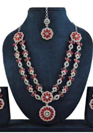 Picture of Lovely Maroon Necklace Set